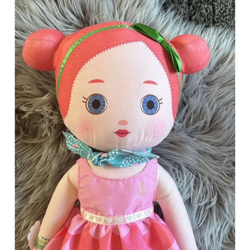 Zapf‎ Creations Mooshka Doll Plush Stuffed Toy Pink Green Bow Flowers Anchor